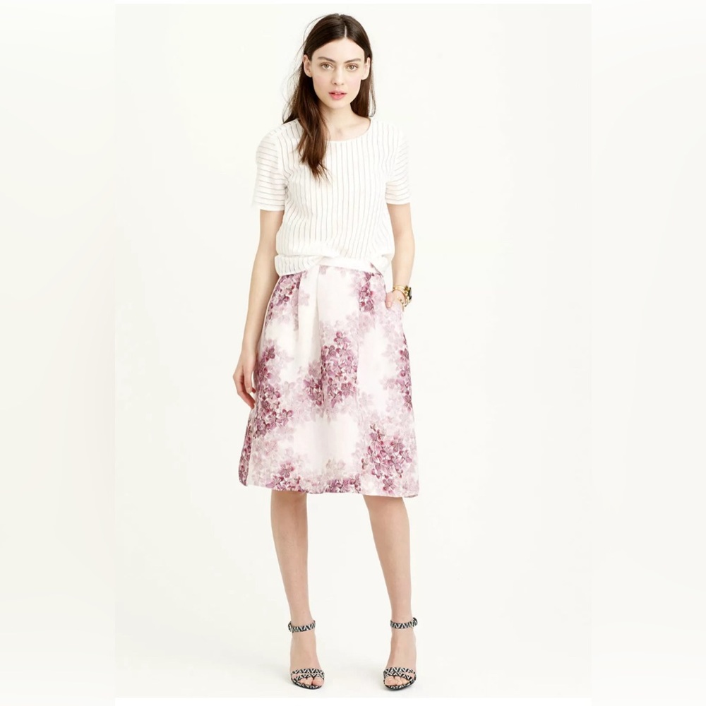 NWOT $350 J.Crew COLLECTION CIRCLE SKIRT IN MISTY HYDRANGEA Size 0